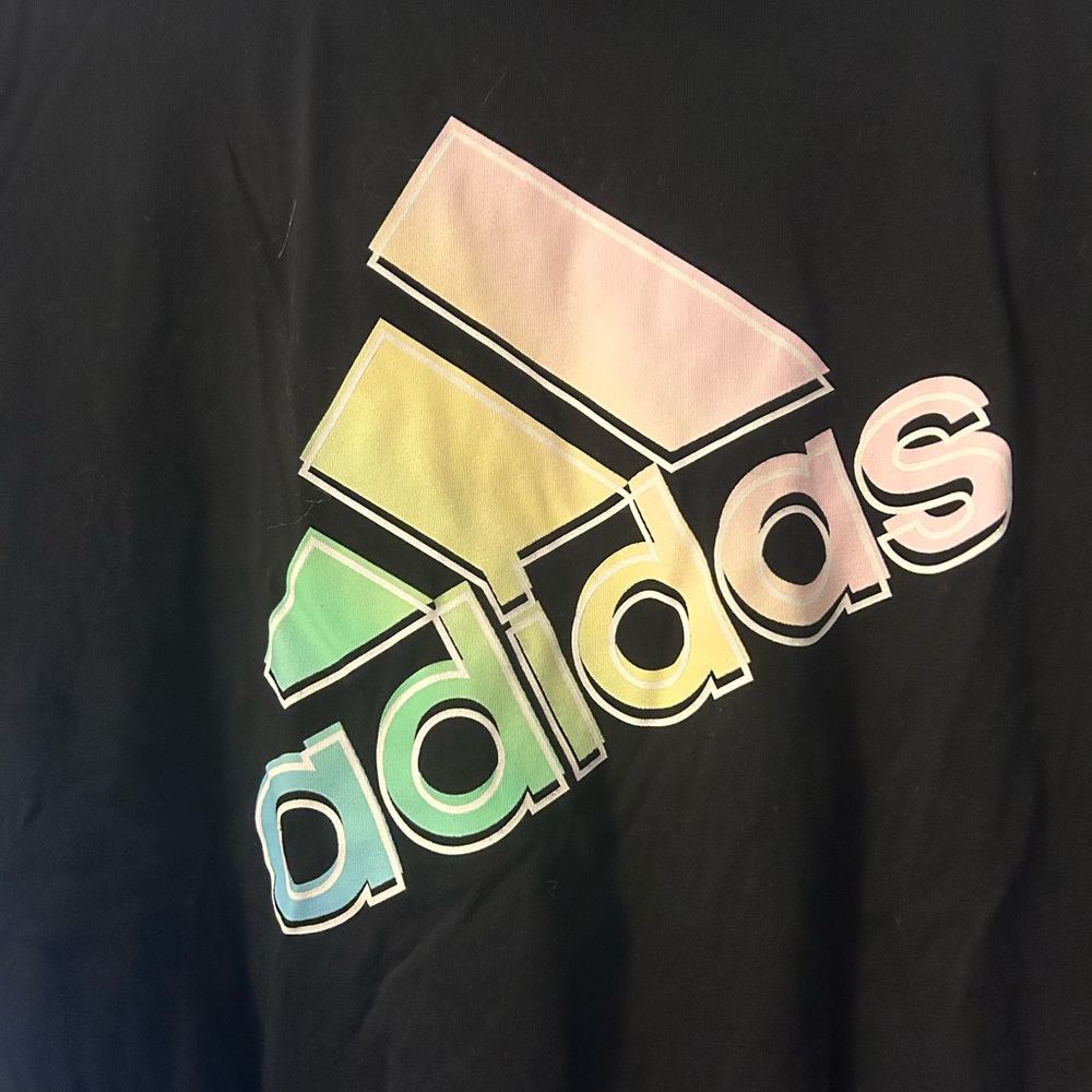 Adidas Black Tee with Pastel Logo